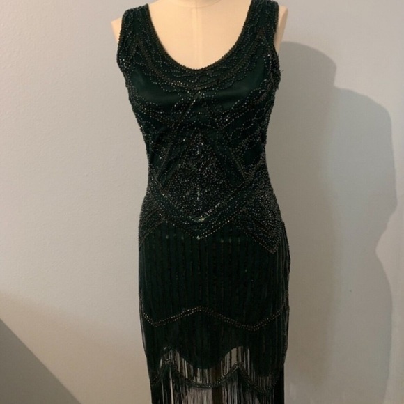 meet your retro beauty Dresses & Skirts - Green Sequined Flapper Dress AC9 Green Medium Cosplay